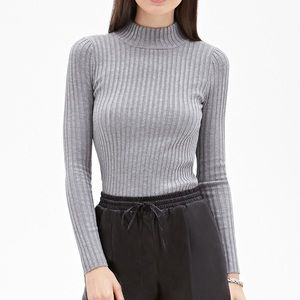 Forever21 grey mock neck crop top